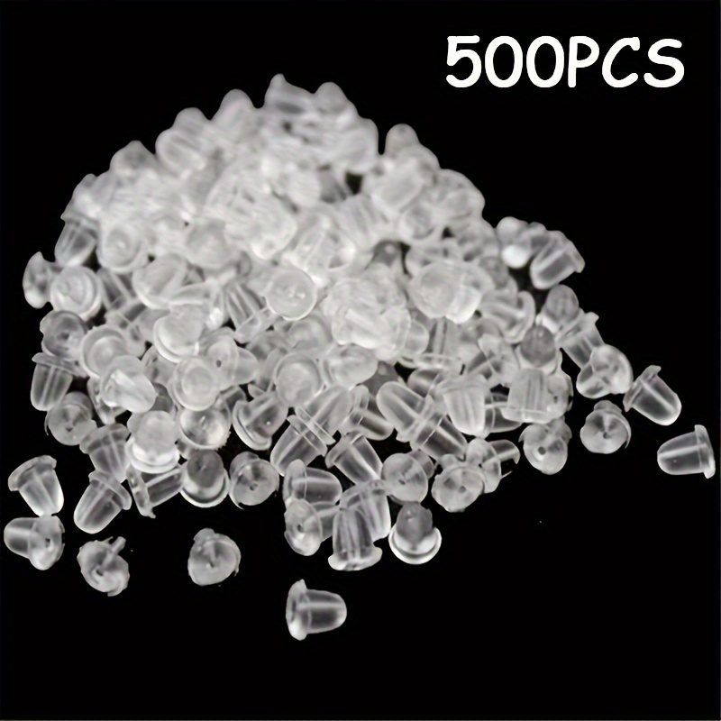 TEMU 500pièces de boucles d'oreilles en silicone transparent - Prise antidérapante, ajustement sécurisé pour d'oreilles percées, fabrication de