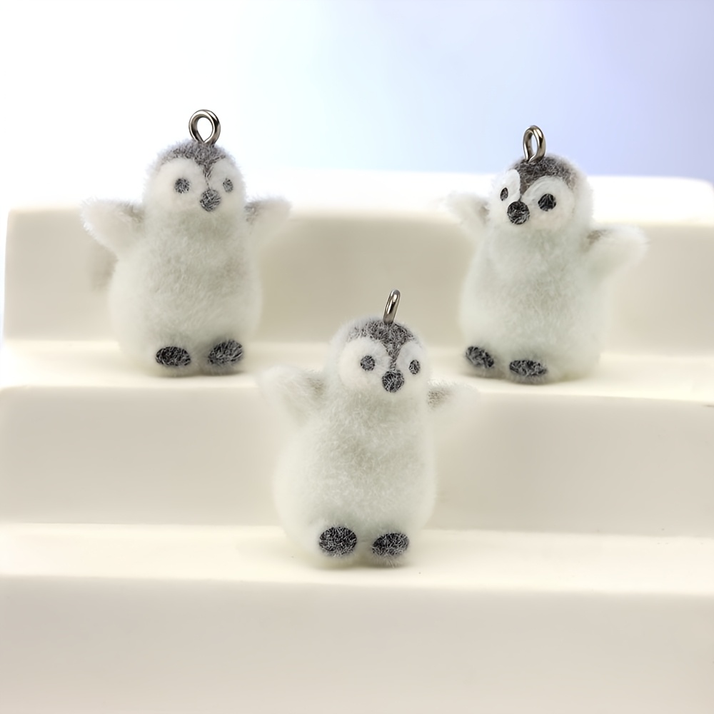 3pcs Random Style Cute Penguin Resin Charms Funny Animal Pendants Jewelry Making Additions