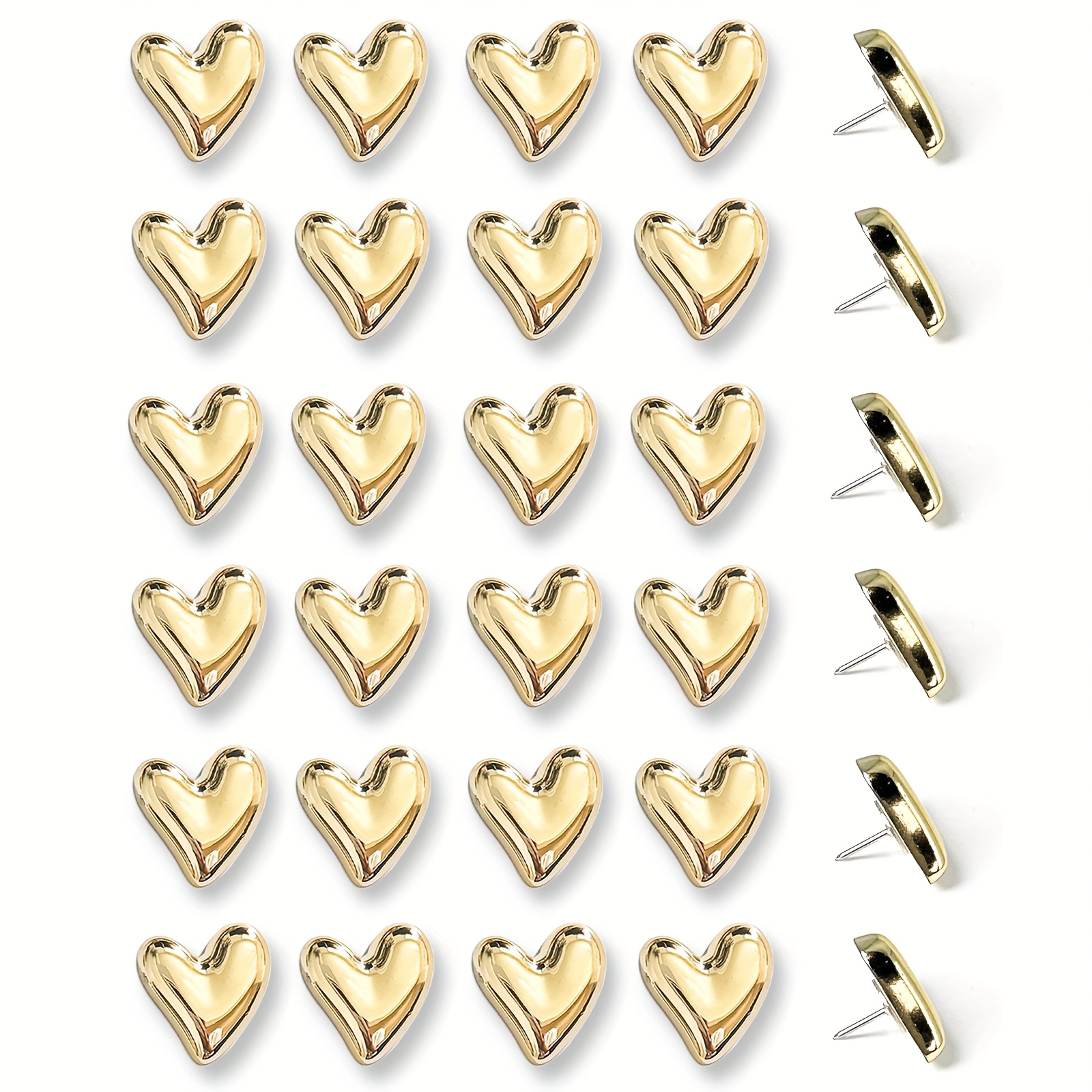 Image of 24pcs Decorative Push Pins, Golden Cute Pushpins For Bulletin Board, Photos, Calendar, Office, School Or Home