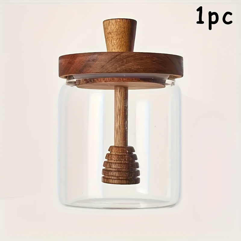 TEMU 1pc High Borosilicate Transparent Glass Storage Jar, 400ml/13.5oz Honey Jar, With Lid Sauce Moisture-proof Storage Jar, Sealed And Durable,
