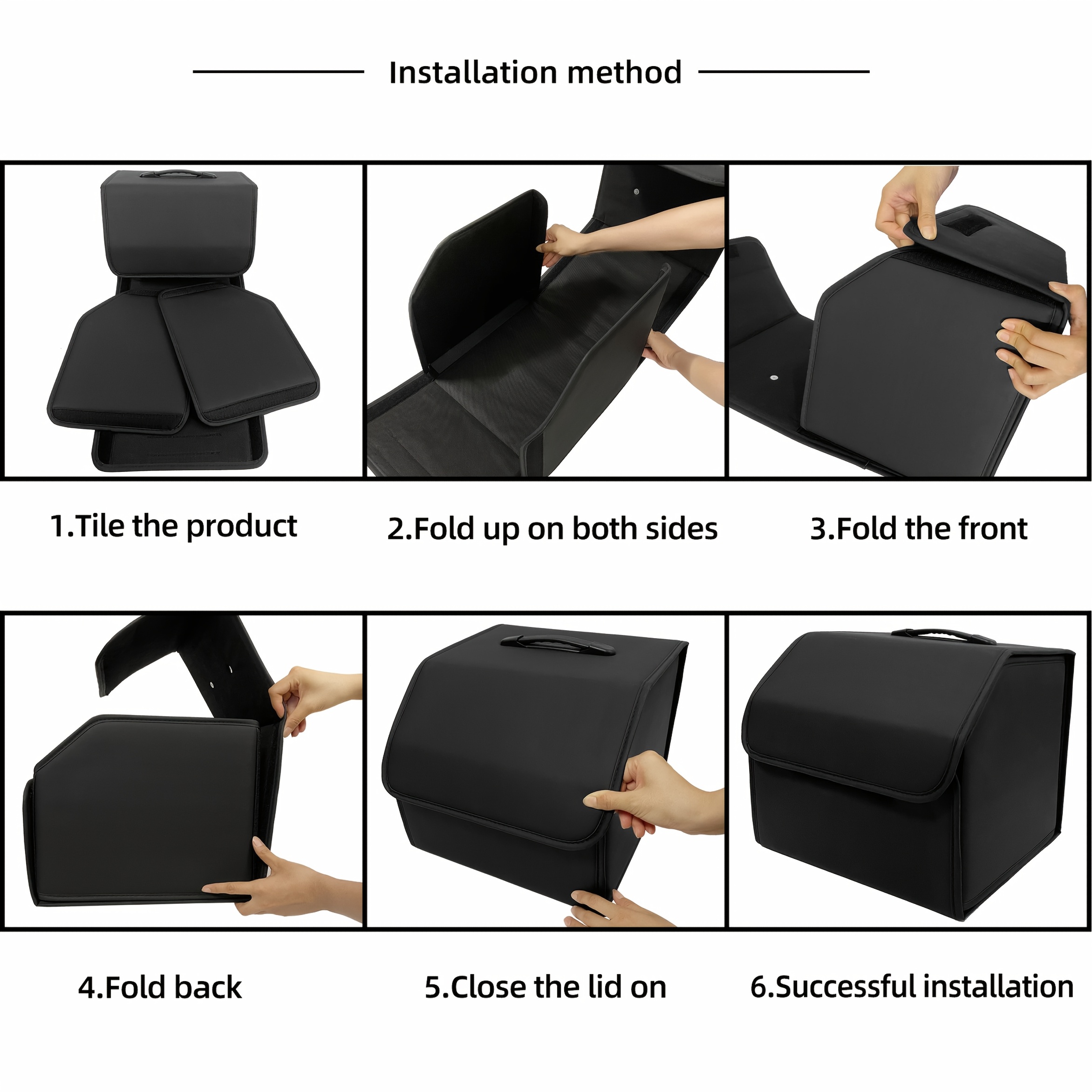 1pc Matte Black Faux Leather Car Storage Box Storage Bag Multi-Functional Folding Storage Box Portable Storage Box Car Trunk Storage Wear Resistant And Durable Available for All Models