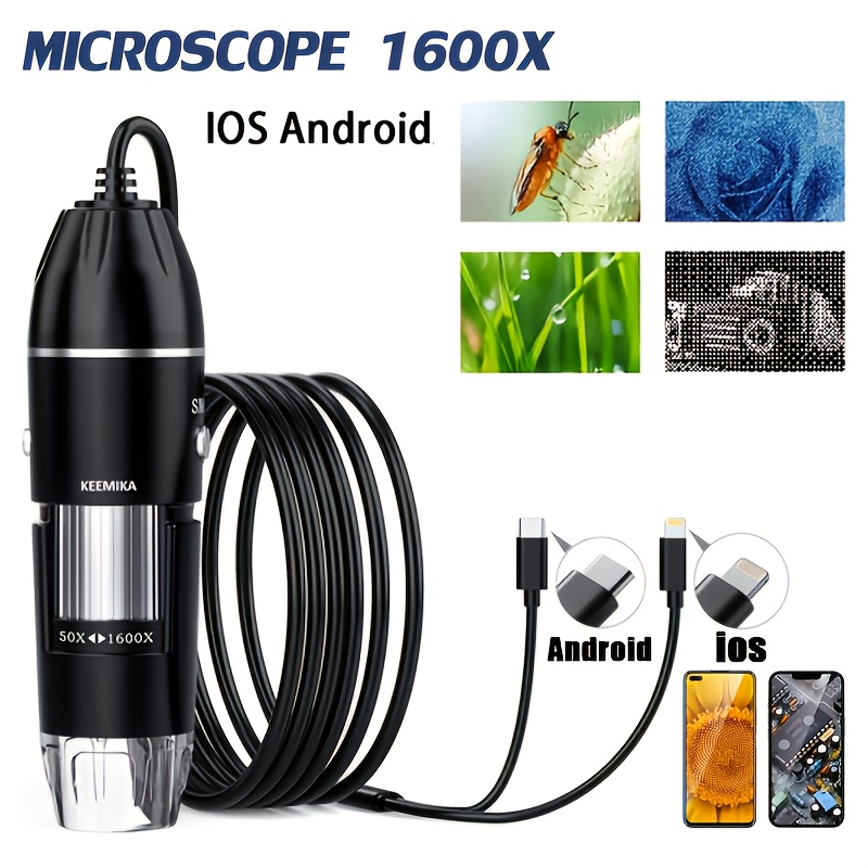 TEMU Digital Microscope, 50x-1600x Magnification Handheld, 8 Led Lights, Compatible With Ios, Or Usb Devices, Magnifying Glass Microscope Camera,