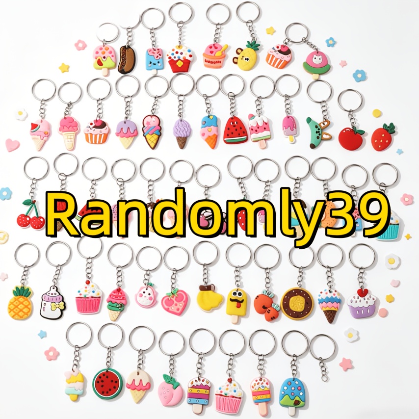 TEMU Cross-border Diy Random Style Cartoon Keychain, Anime Mixed Style Keychain, Women's Bag Key Accessory, Pvc Flat Keychain, Irregular Random Style