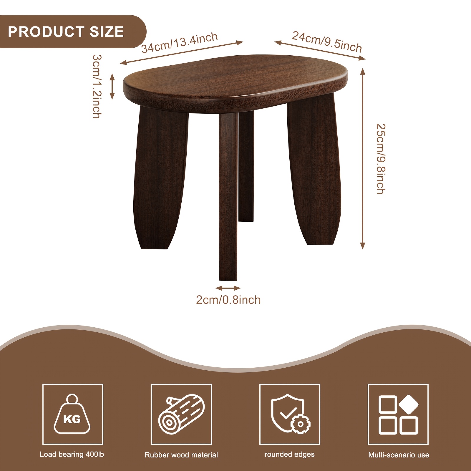 9 8 inch small shoe changing stool solid wood step stool non slip   no assembly footstool 300 lbs weight capacity kitchen step stool Product details 5