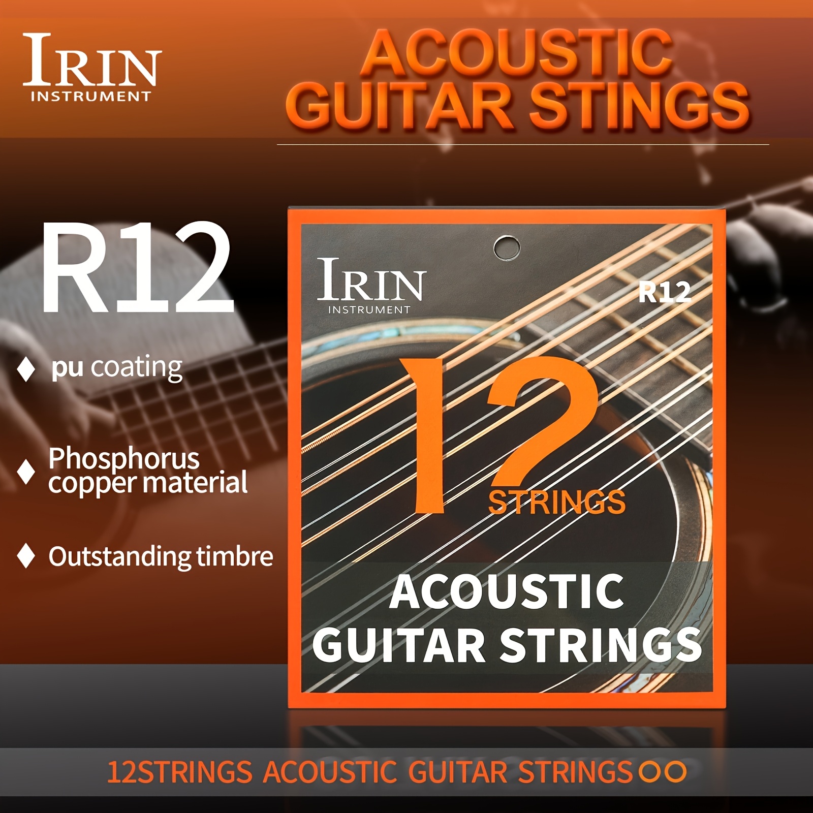 

Irin R12 -string Guitar Strings Copper Material (pu Laminated)