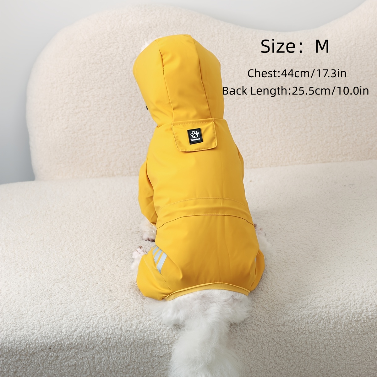 TEMU This Lightweight Reflective Strip Fully Enclosed Four-leg Dog Raincoat Is A Pet Raincoat Suitable For Small To Wear All Year Round.