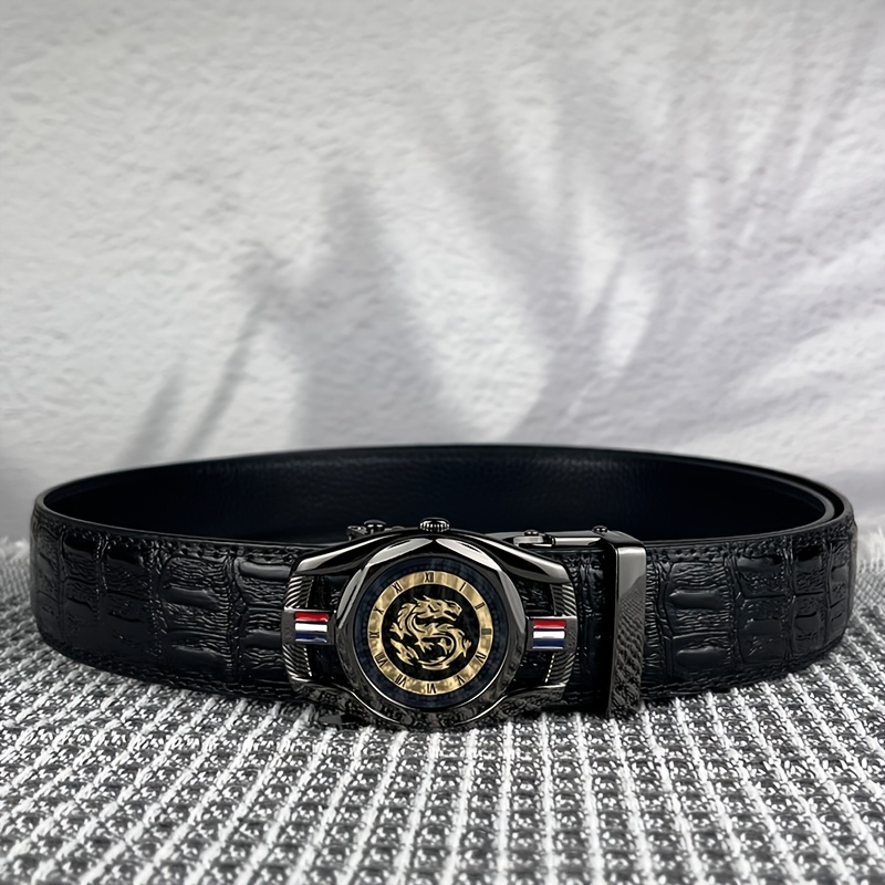 Dragon Pattern Printed Alloy Automatic Buckle Belt