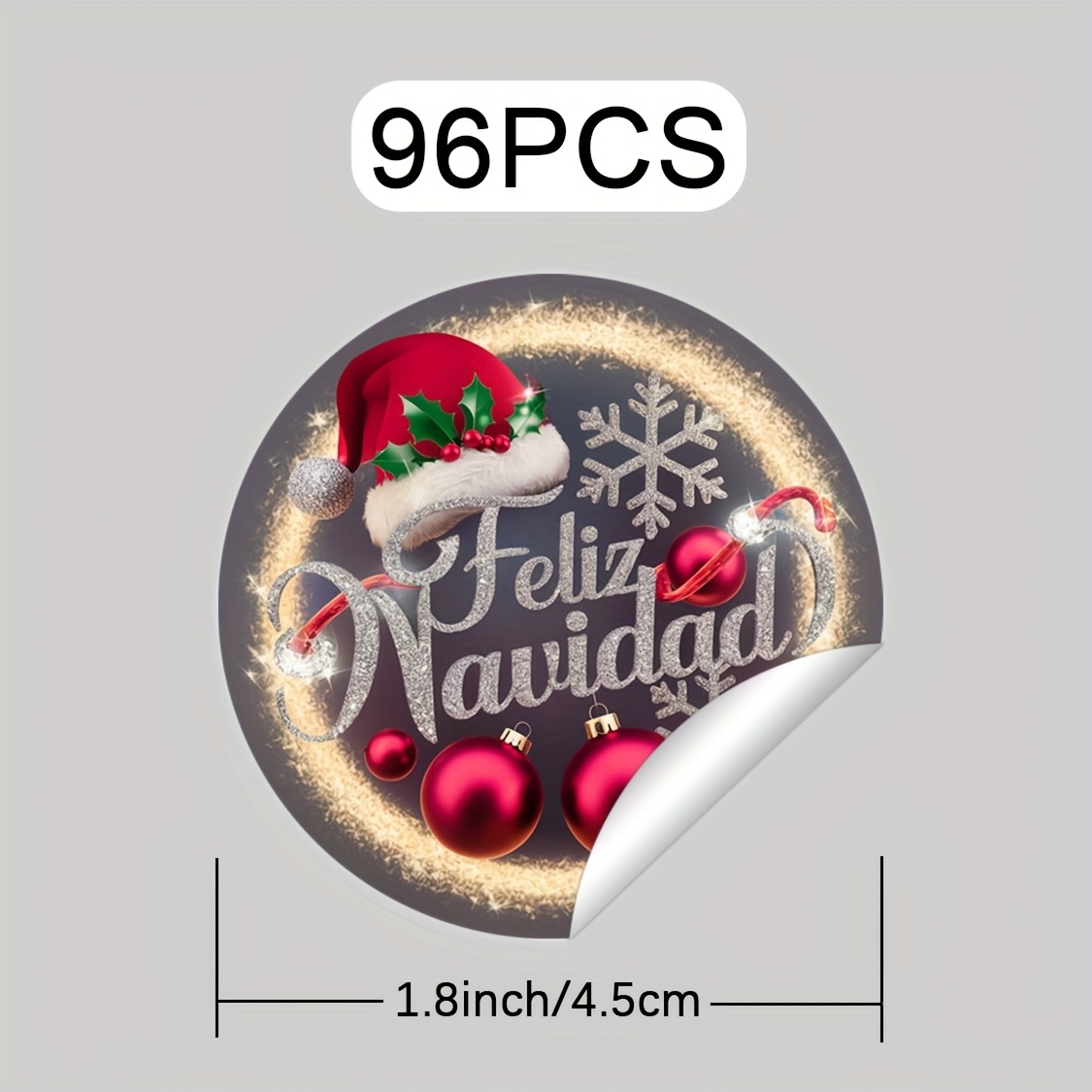 TEMU 96 piezas, Navidad con Gorro de Santa y Adornos NAVIDAD NAVIDAD Pegatina, Etiquetas para Envolver Regalos de Navidad