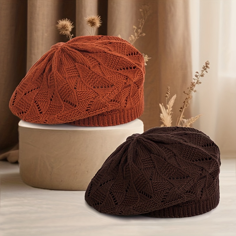 TEMU 2 Stk. Neue Herbst-Winter-Mode einfarbige Damen-Baskenmützen, mehrere Farben erhältlich, geeignet für den täglichen Gebrauch