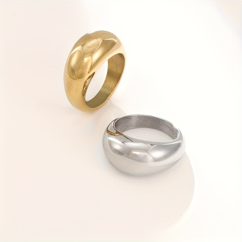 Stainless Steel Wide Band Ring for Women Minimalist Statement Ring