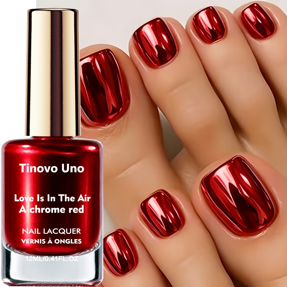 Image of Tinovo Metallic Burgundy Nail Polish 12ml, Natural Quick-dry Formula, Hand And Foot Universal Manicure, Valentine's Day Gift, Suitable For Holiday Parties And Dates