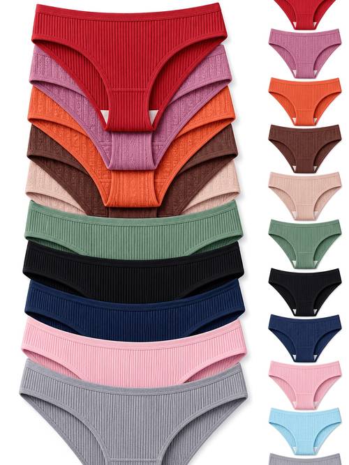 1 8 pcs fashionable and simple ribbed womens panties body hugging underwear soft lightweight breathable comfortable style suitable for daily casual and sports gift