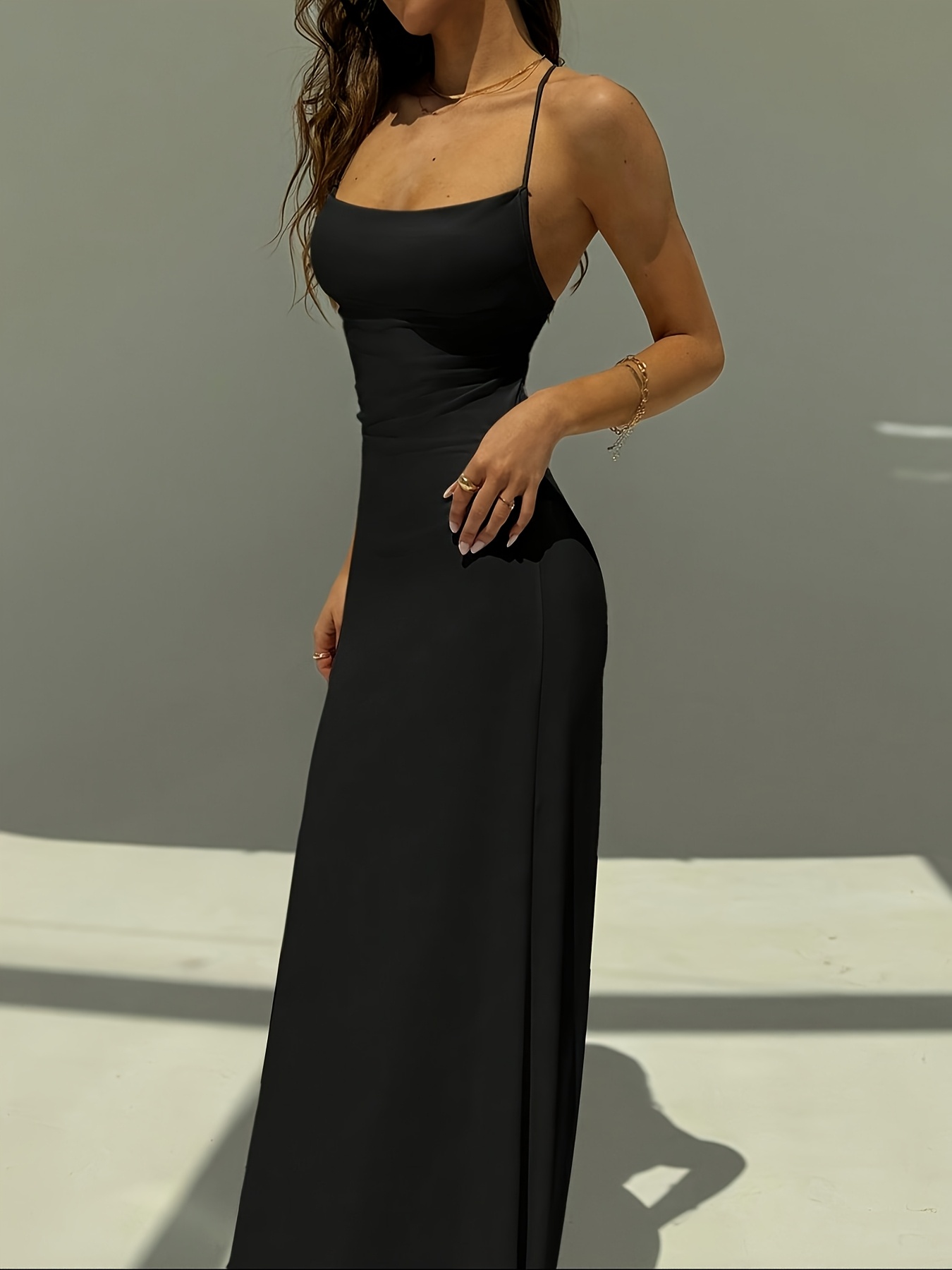 elegant french inspired women's bodycon maxi dress backless Temu