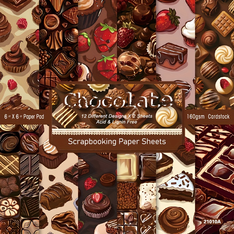 

Chocolate Scrapbooking Paper Pad: 24 Sheets Of 6"x6" Pattern Papers With 12 Different Designs - Perfect For Crafting, Diy Projects, And Greeting Cards - Acid & Lignin Free - 21010a