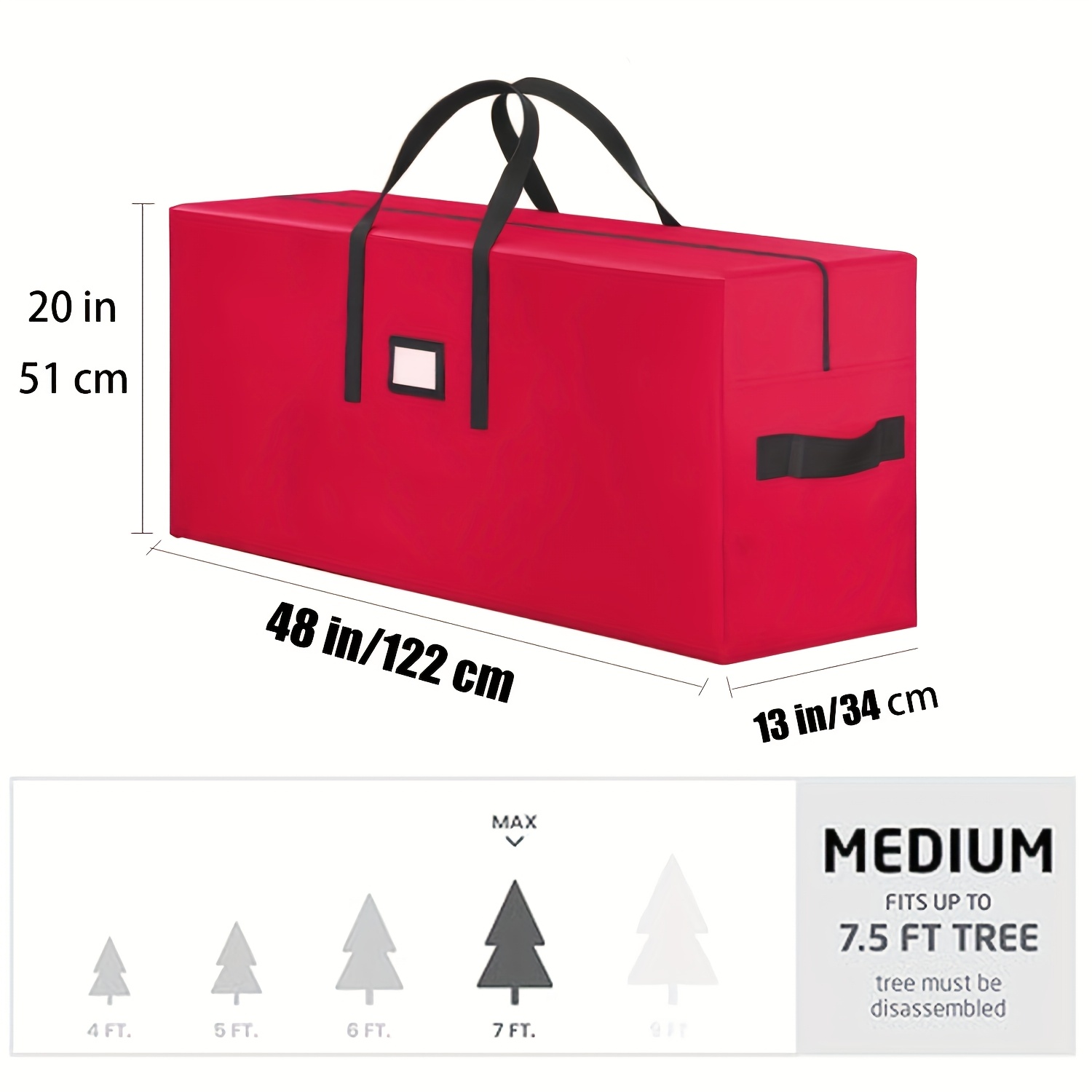 TEMU 1 Pack Of Extra Large Waterproof Christmas Tree Storage Bag - Christmas Tree Storage - Heavy Duty, Stylish Double Zipper, Durable Handle,