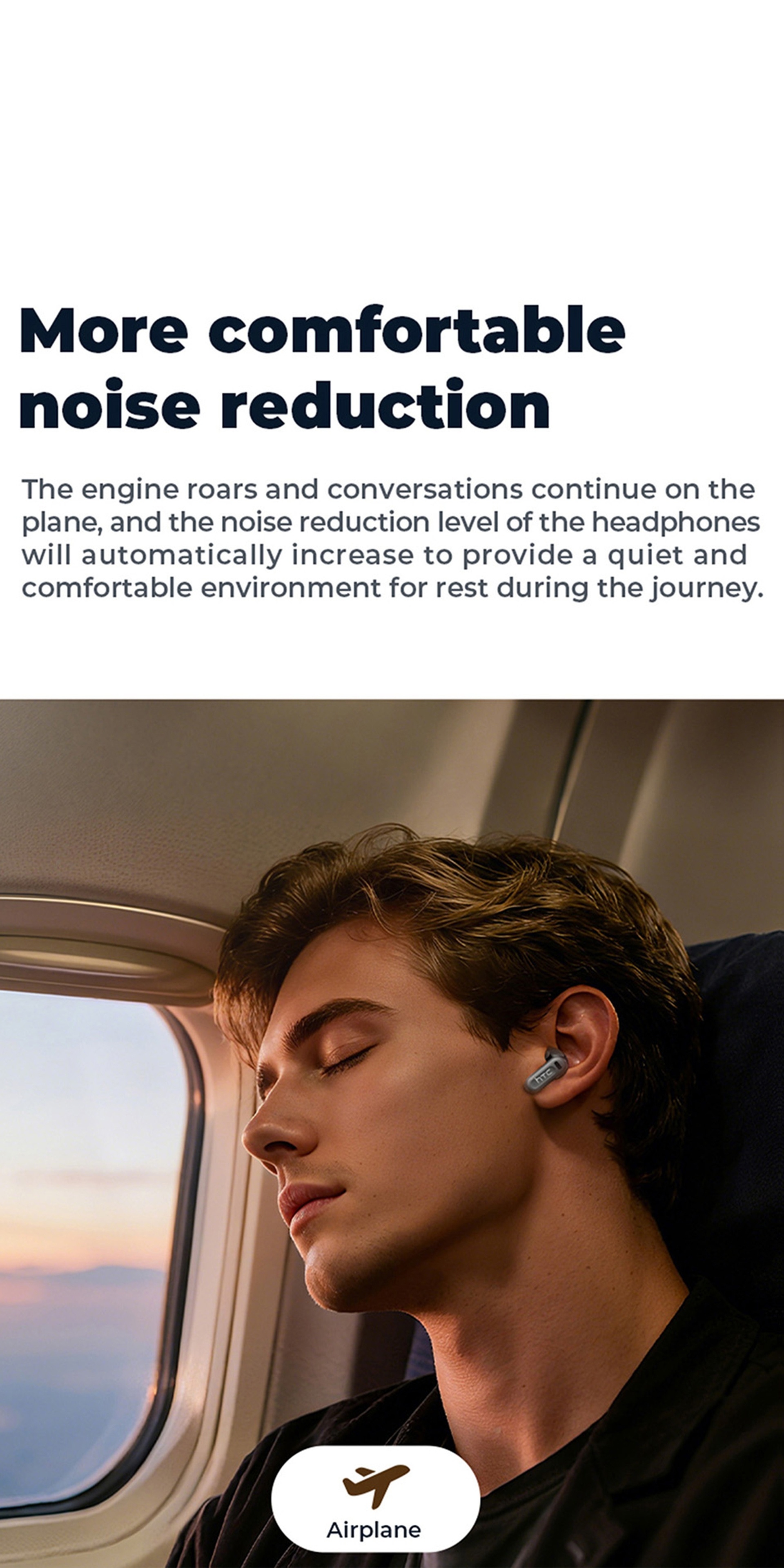 1pc HTC NE20 Wireless Translation Earbuds, Equipped with Translation for Over 136 Languages, Enabling Better Cross-linguistic Communication. Features V6.0 Low-latency Wireless Connectivity, Active Noise Cancellation for Undisturbed Sleep