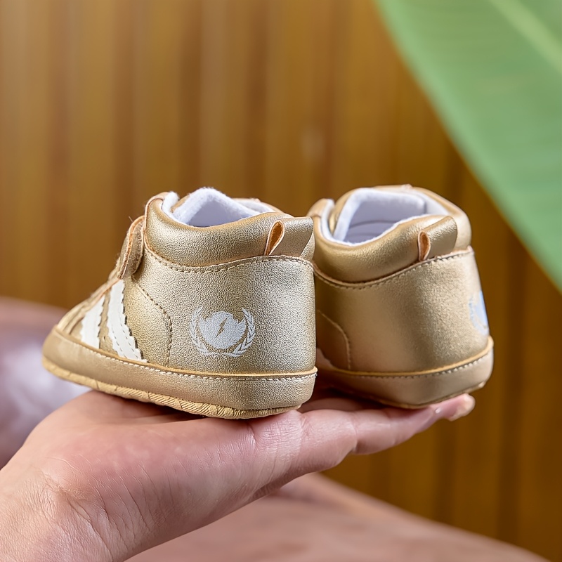 Infant Toddler Mid-Top Sneakers - Unisex Baby Sports and Casual Shoes with Adjustable Strap Closure, PU Upper, Soft Fabric Sole for Comfort, Anti-Slip for Spring/Fall - Solid Color Everyday Wear