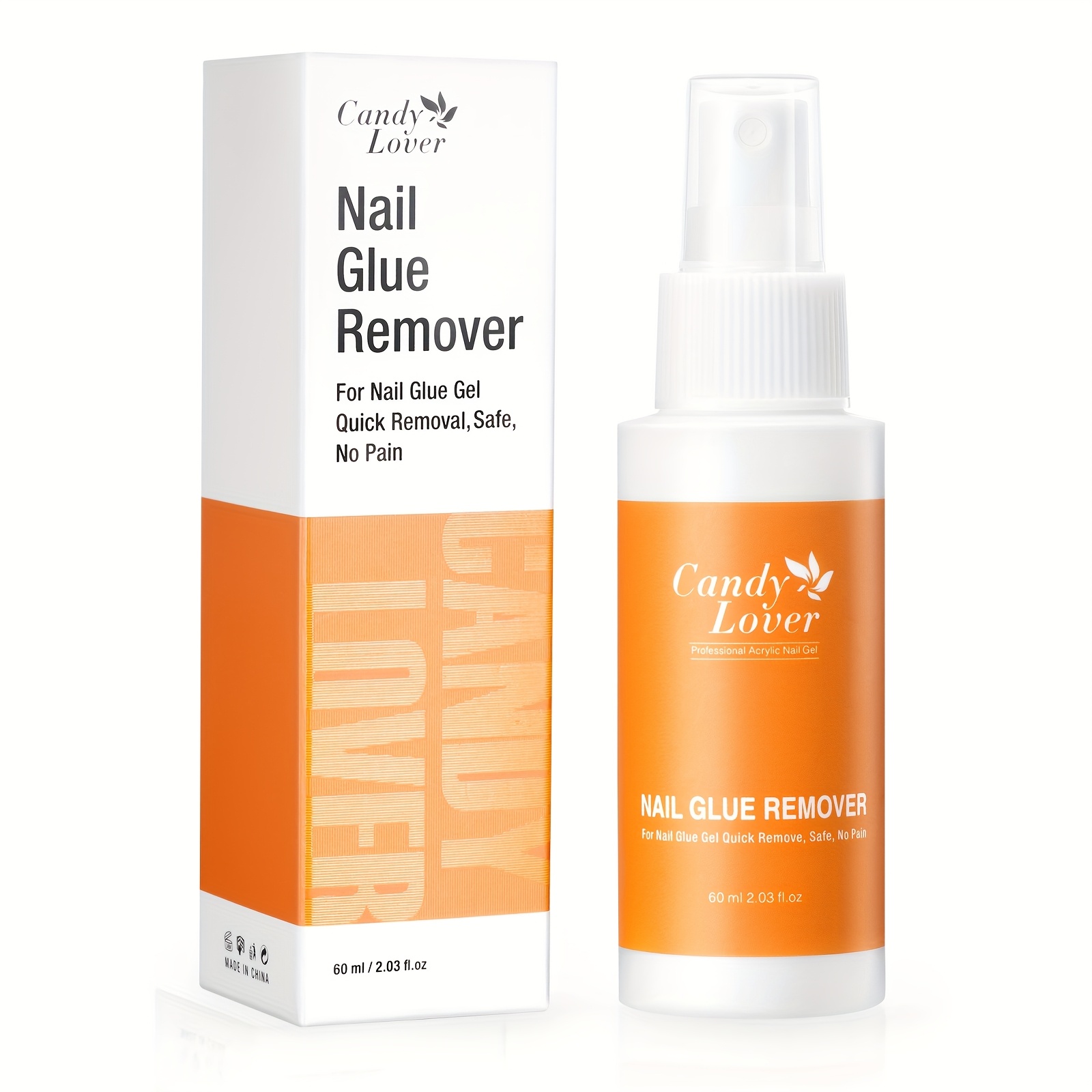 TEMU Nail Glue Remover, 60ml Press On Nail Remover With 2 Sticks Removal Tool, Easy Remove Solid Nail Glue Fake Nail Tips, Not For Gel-base Glue Or Gel Nail Polish