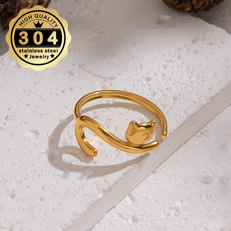 Adjustable Open-end Women's Kitten Design Ring