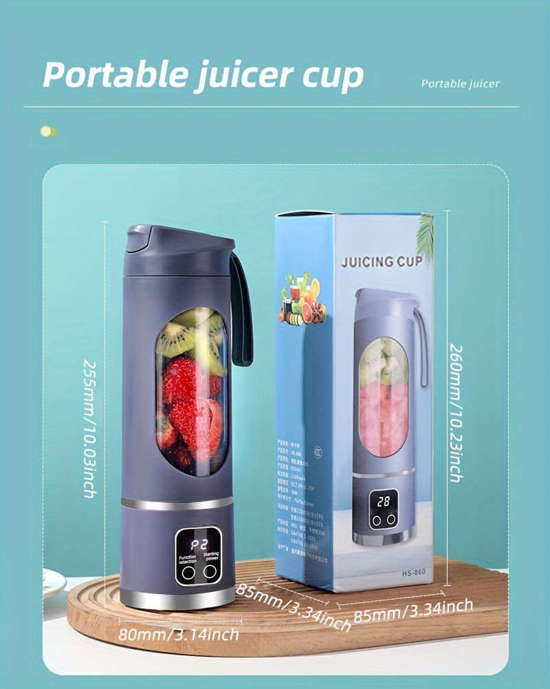 portable citrus juicer blender 450ml usb rechargeable mini travel juicer with   3   12 stainless steel blades pc material easy to clean for fresh   the go details 1