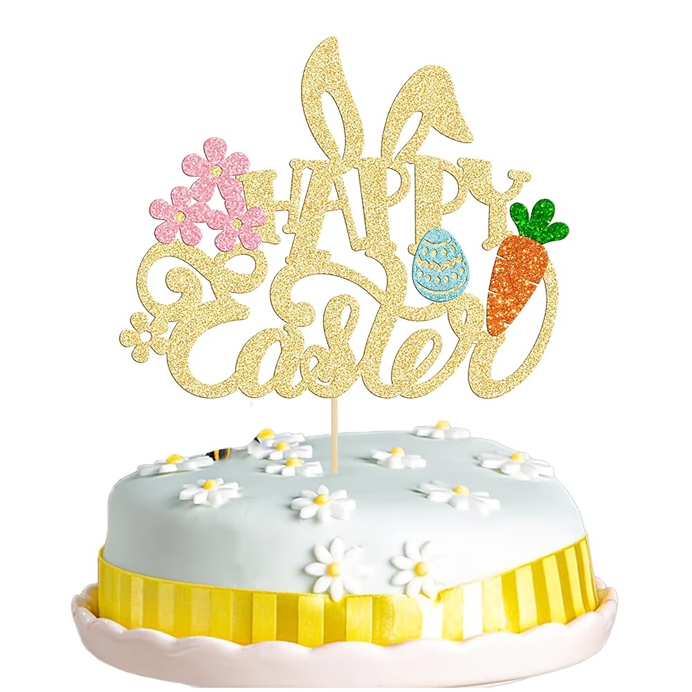 

Glitter Bunny Ear Cake Topper - Bamboo, No Power Needed, Spring Themed Birthdays & Parties