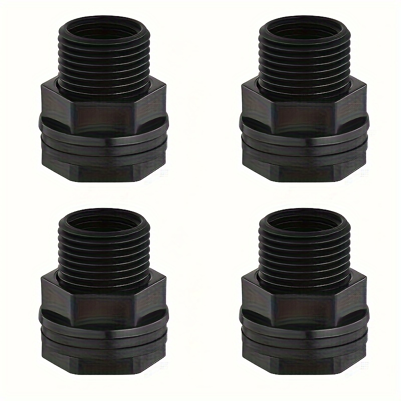 

4pcs, Pvc Through-plate Pipe Fittings, Black Double Threaded Through-plate Tank Connectors, For Rain Tank Tank Pond Aquarium Through-plate Pipe Fittings