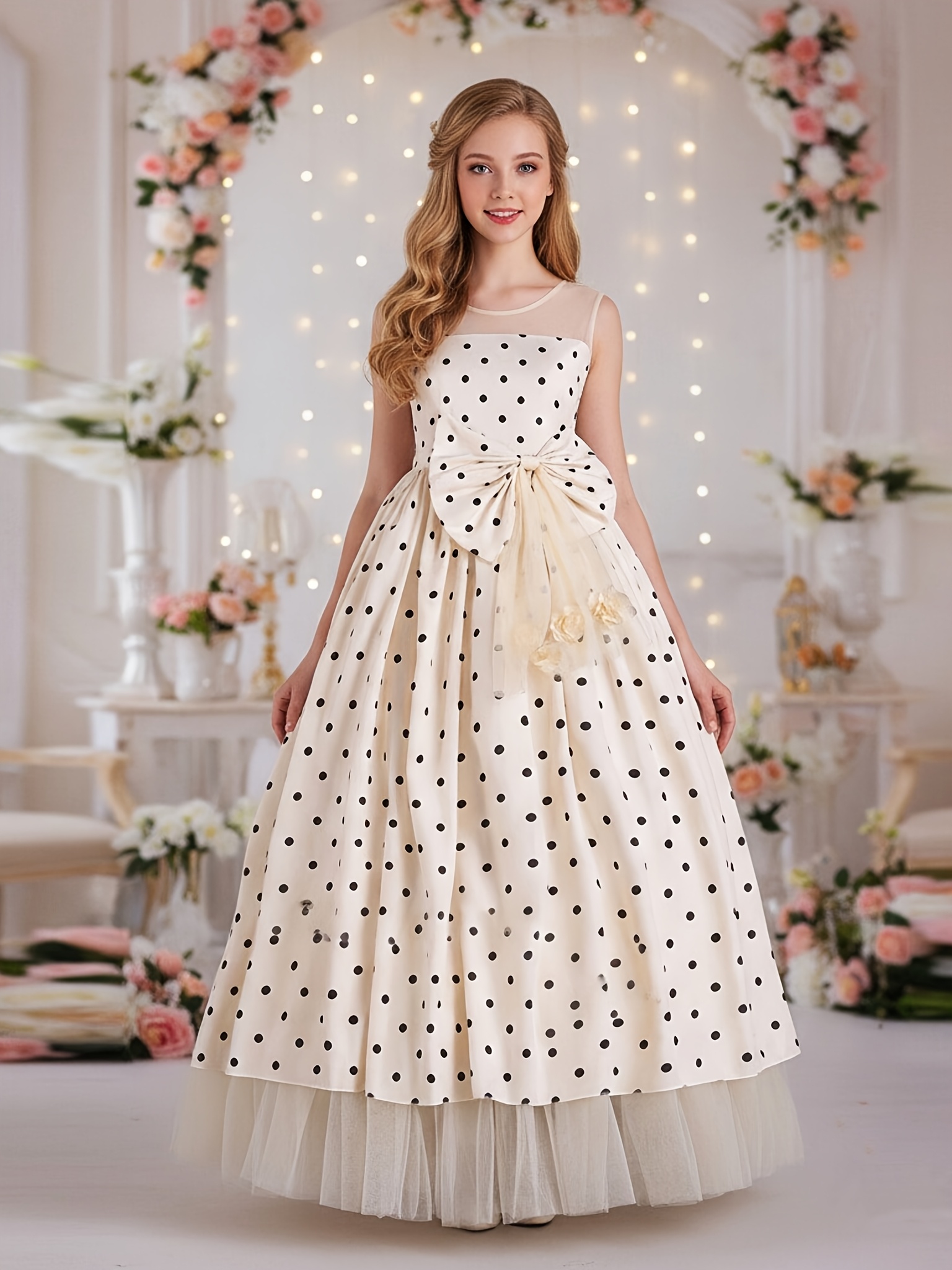 european polka dot long dress girls - Temu Oman