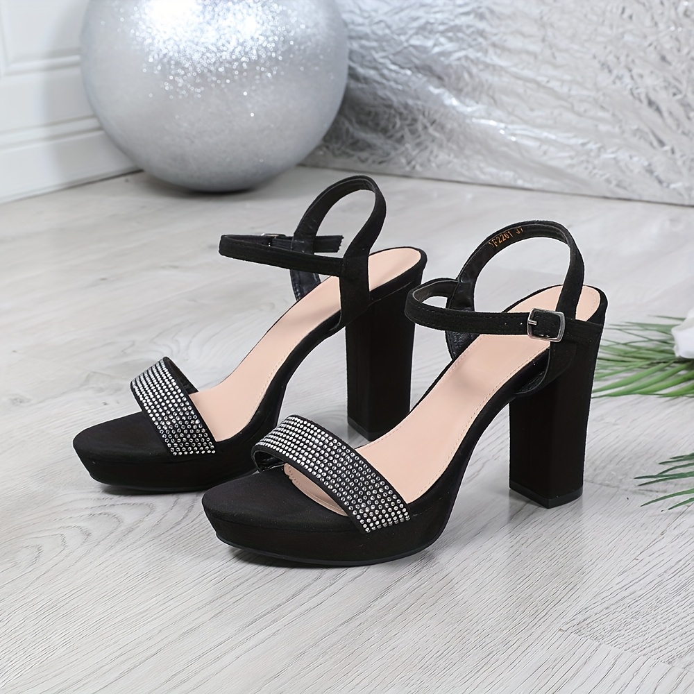 Women's Black Block Heel Sandals Open Toe, Ankle Strap, Comfortable  Platform High Heels for Parties Events, High Heel Sandals, Event He