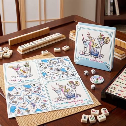 item picture 40pcs,Mahjong Printed Disposable Paper Napkins, Mahjong Tile & Wine Glass Pattern Towels, Fun Leisure Table Decor for , Ladies Gathering, Bachelorette, Party, Holiday Bar Dinner Entertainment