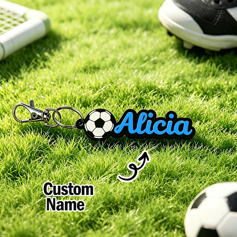 TEMU [3d Custom] 1pc Personalized Name Soccer Ball Keychain, Custom Name Tag, Custom Team, Player And Initials Design, Ideal For Sports Lovers, ,