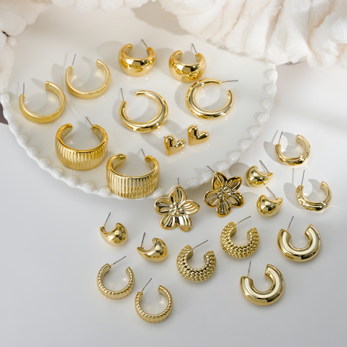 12 Pairs Bohemian Style Multi-Element Earring Set for Women