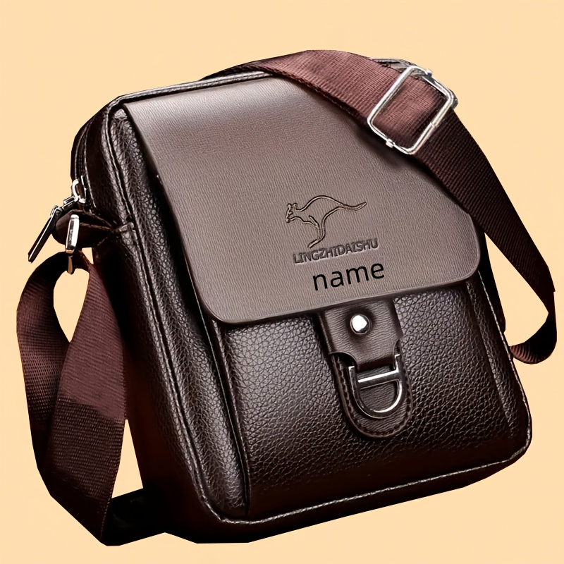 TEMU Personalized Custom Name - Trendy Genuine Leather Crossbody Bag, Men' Shoulder Bag, Men's Casual Small Crossbody Bag, Personalized Custom Name