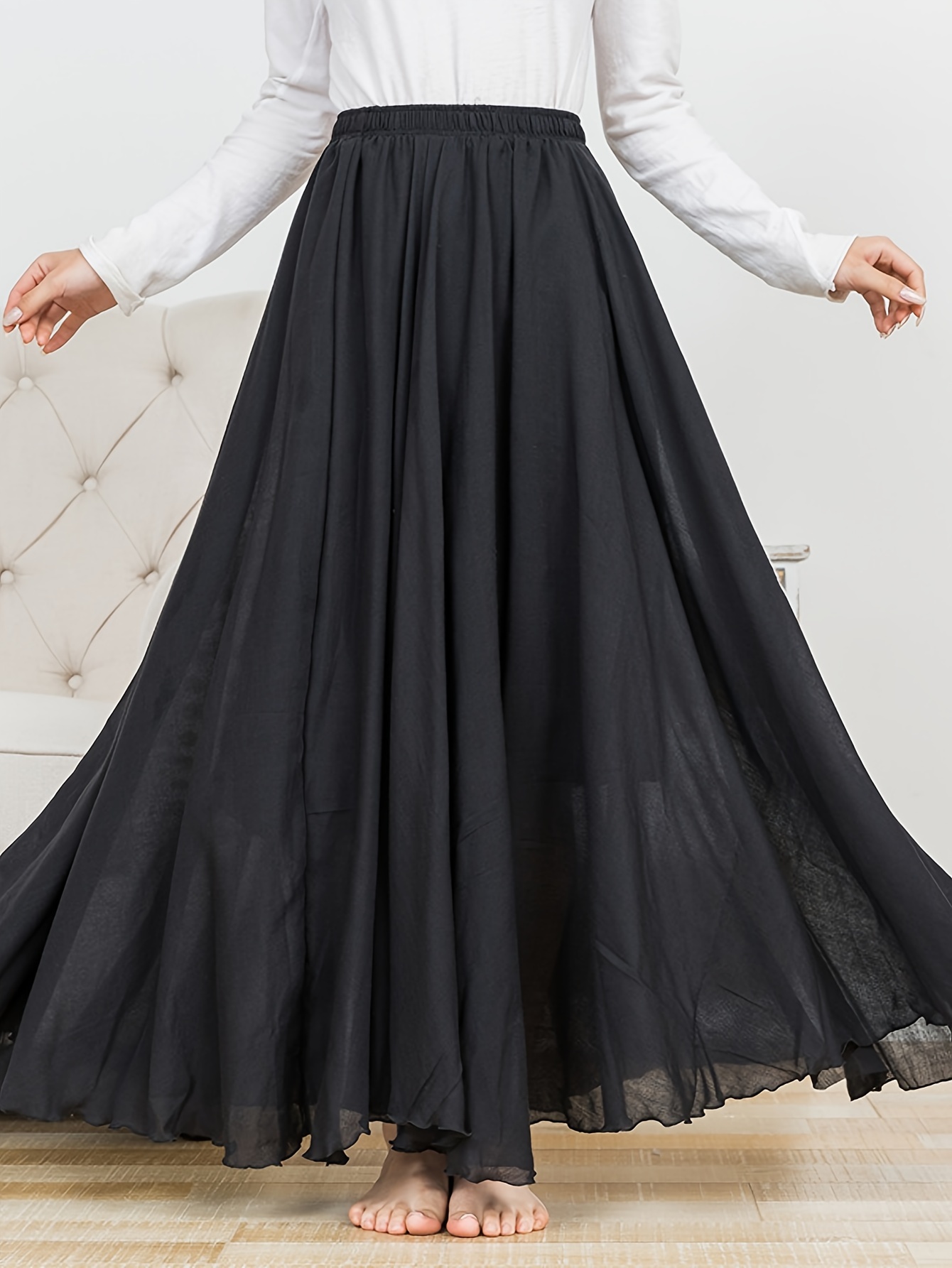 black maxi skirt sold on Temu United States