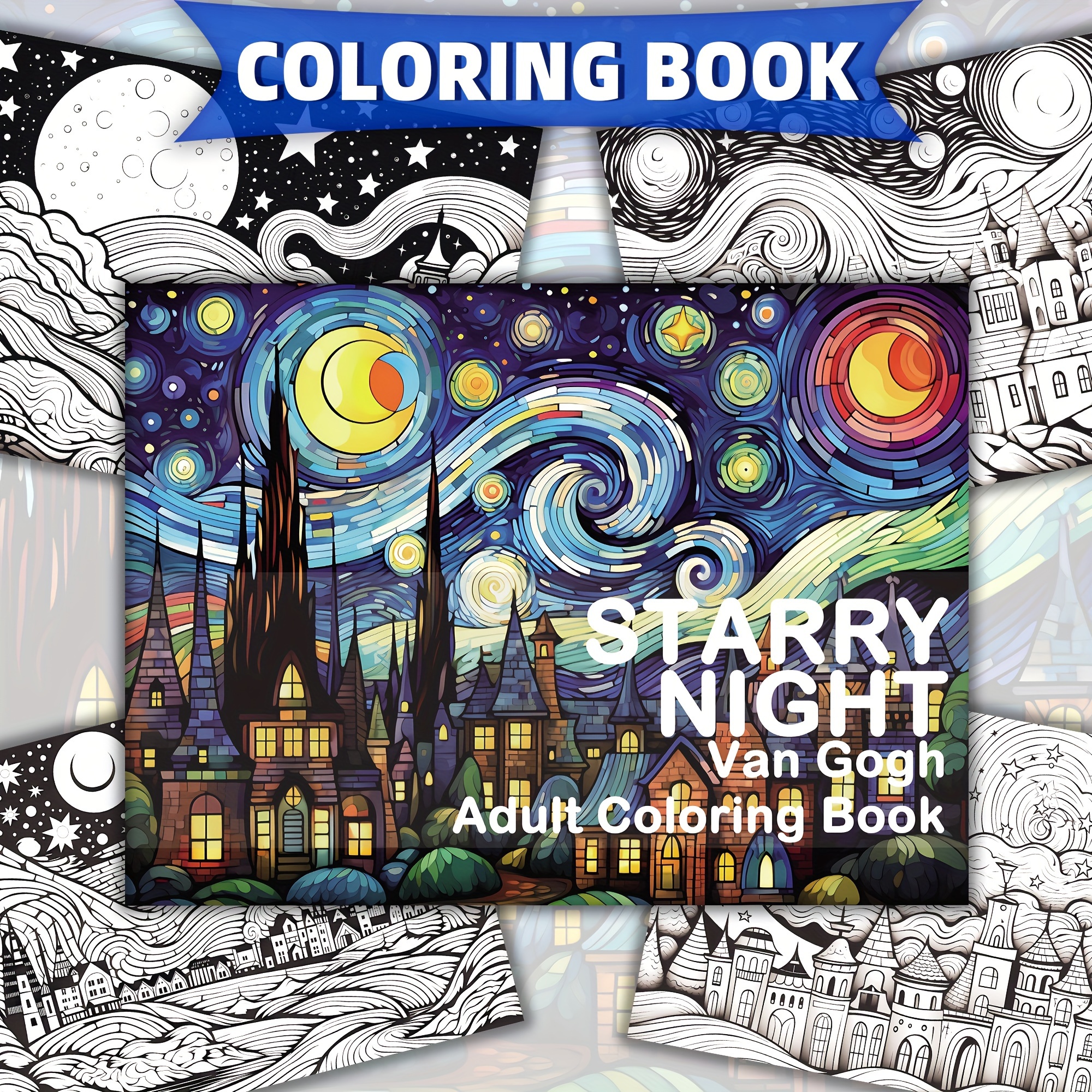 

Starry Night Coloring Book For Adults & Teens - , 11.2x8.2", 32 Pages - , & - Great Gift Idea