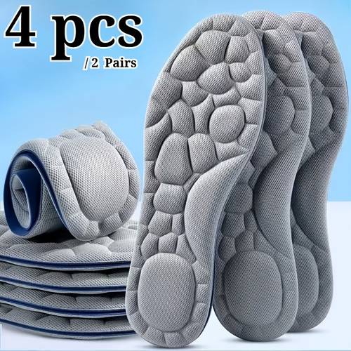4pcs pebble textured insoles shockproof for sneakers boots daily shoes