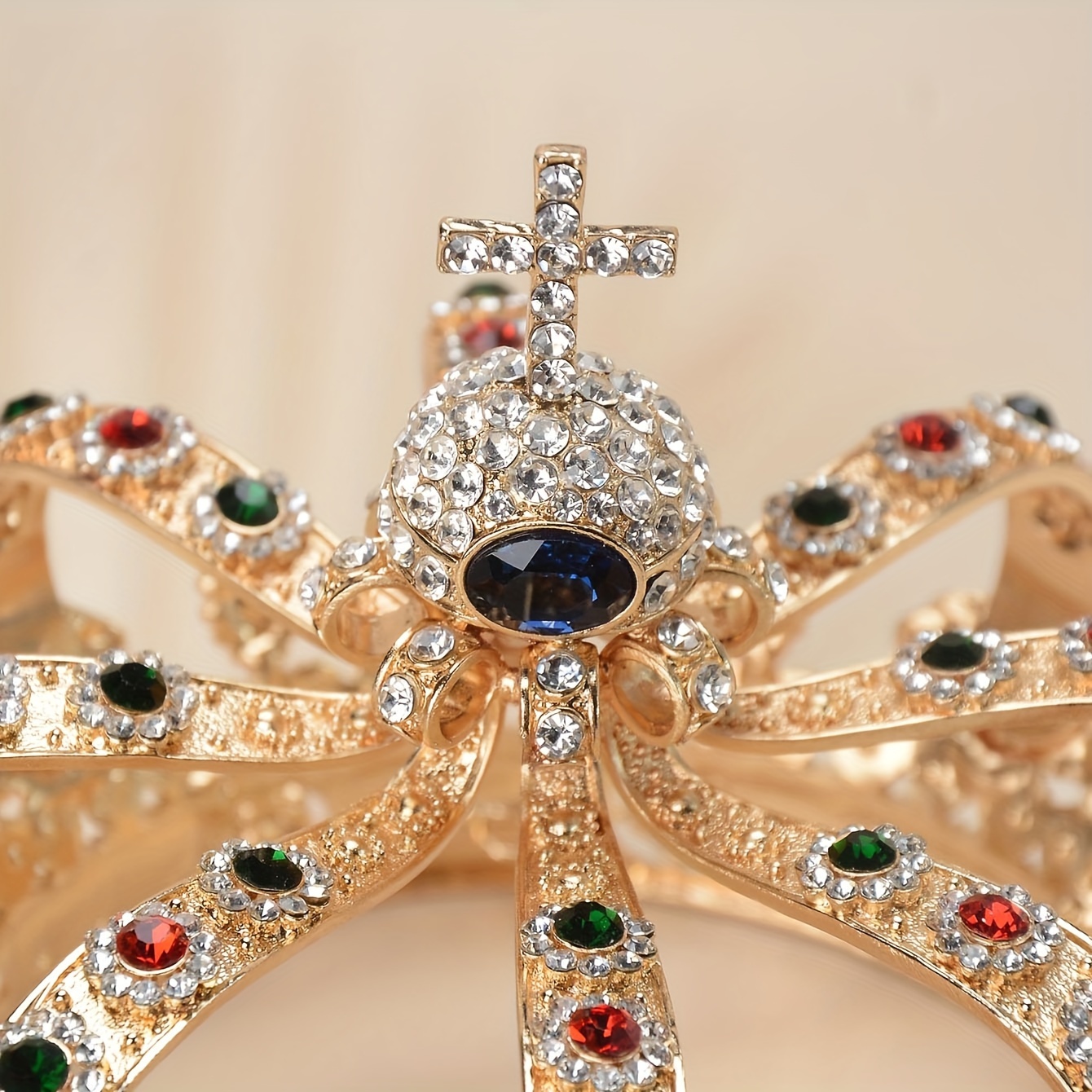 elegant baroque king tiara with rhinestones vintage royal headpiece for cosplay halloween unisex details 6