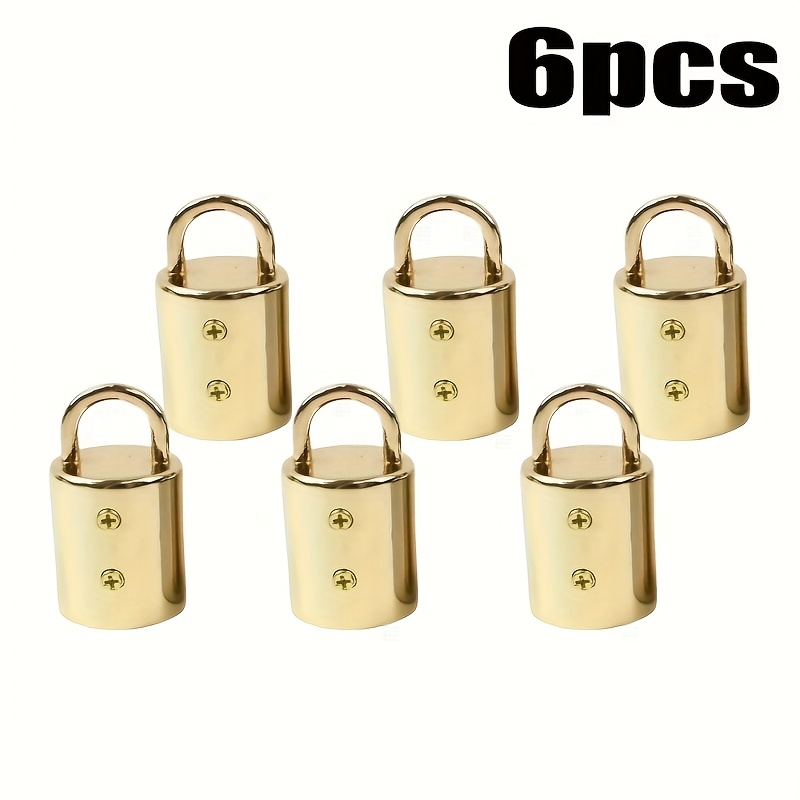 Image of 6pcs Metal Bag Buckles Rope Cord Lock Handbag Strap Tassel Fringe Cap Clasp Connector Hanger Stopper Accessories, Durable Pure For Stylish Bag Accessories, Diy Wallet Making