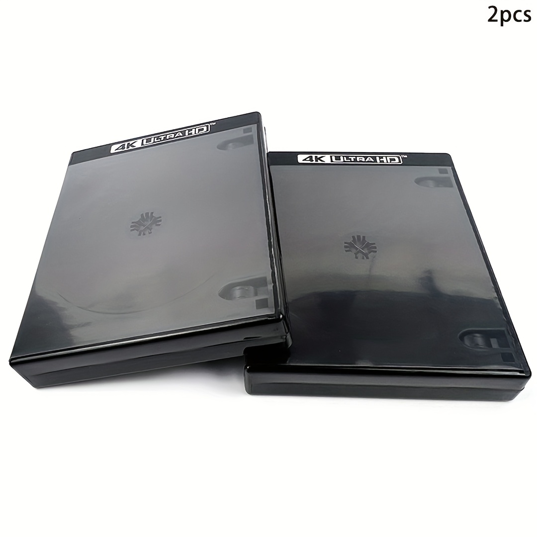 TEMU 2-pack 4k Ultra Hd Disc Boxes - Black Durable Plastic Movie Dvd Collection Case With Secure Latch Closure, 8-season Blu-ray & Dvd Storage For