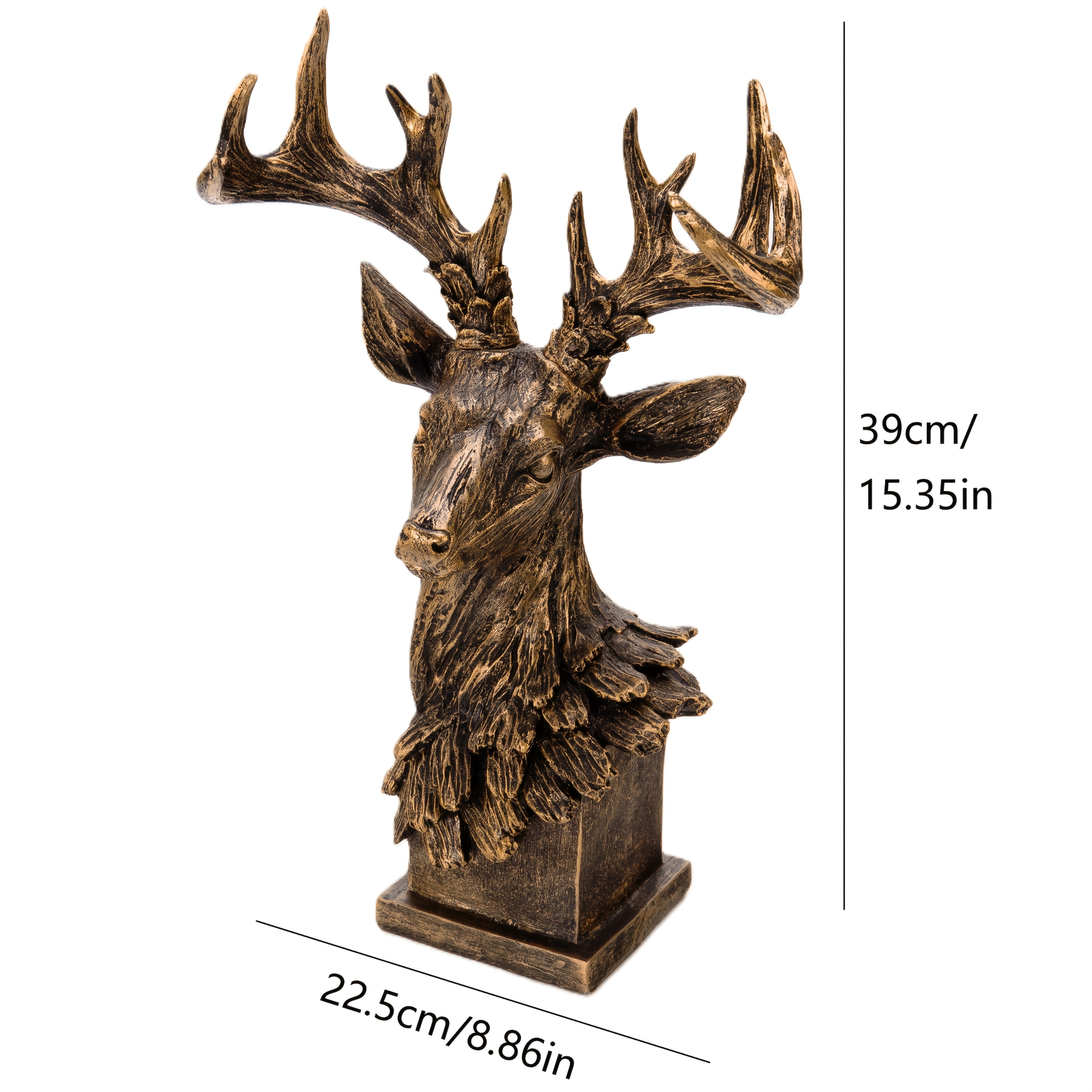 TEMU Resin Deer Head Statue - Elegant Deer Horn Sculpture Statue, Elegant Tabletop Deer Figurine Suitable For Home/office Decor, Valentine's Gift,