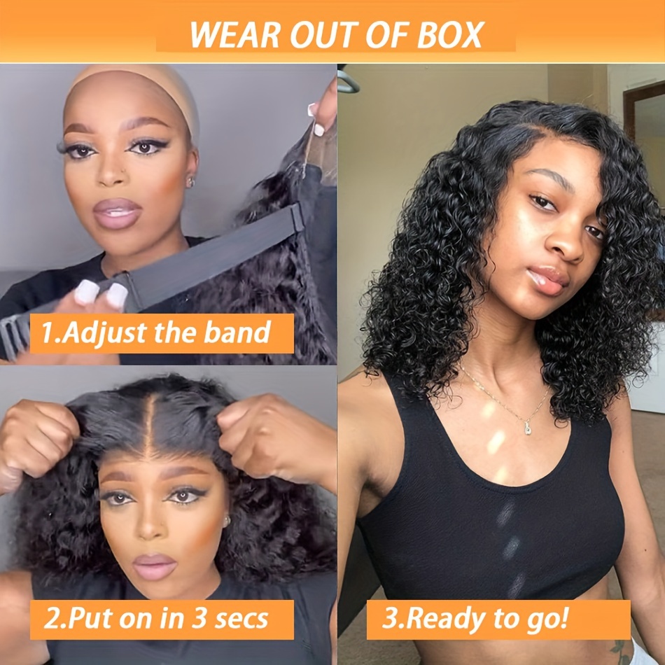  glueless deep wave bob wig 13x4 lace frontal human hair curly water wave style for women details 7