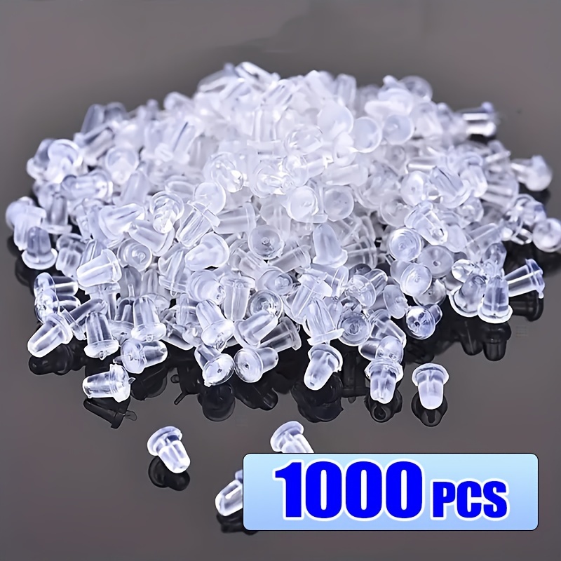 TEMU 1000/8000/16000 piezas de Respaldo para Pendientes de Silicona, Pasadores Lisos Antiatrapas para Hacer Joyería DIY, Revestimientos