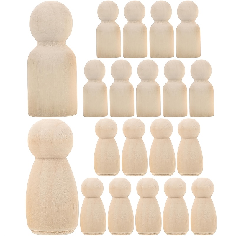 

20pcs Mixed Christmas Wooden Nail Dolls - Diy Craft Kit For Painting, Art Projects, Home Decor For Weddings, Parties, Valentine's Day