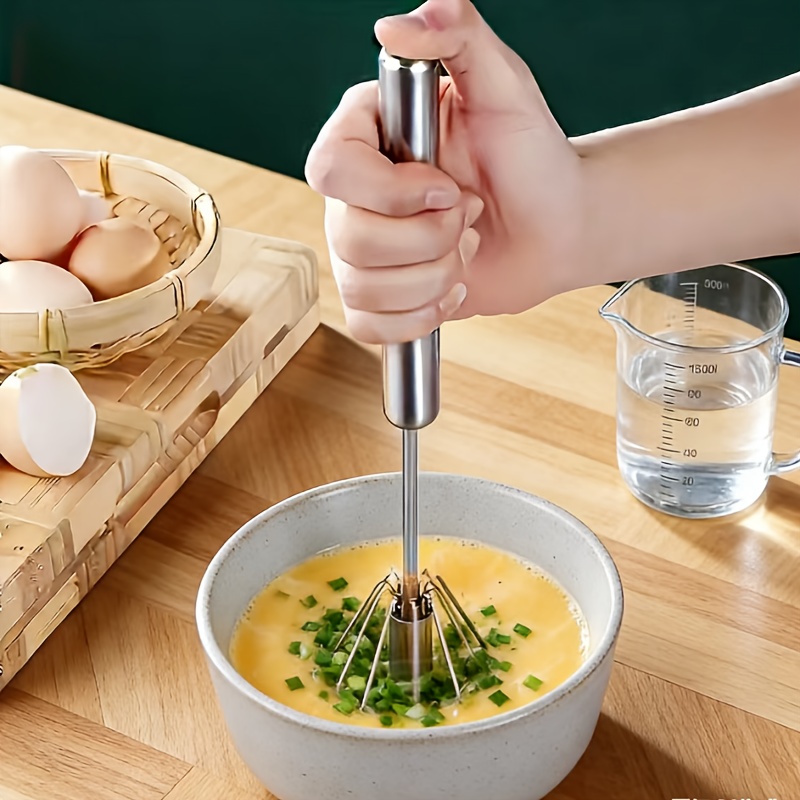 Image of Cordless Handheld Mixer - 4- Whisk For Baking And Cooking, Portable Cream, Batter, Egg Beater, No Electricity Kitchen Tool, Kitchen Essential, Ergonomic Grip, , Small And Compact, Sturdy Construction