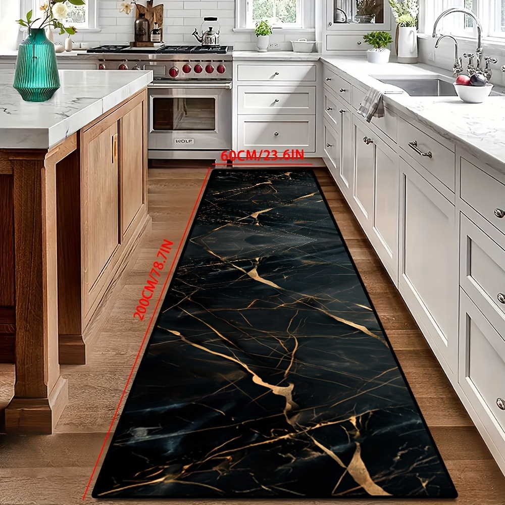 Image of [golden Rhinestone Velvet] 1pc, Modern Marble Pattern Shopping Center Rug, Christmas Decorative Gifts, Exquisite Lock-side Carpets, Non-slip Mats For Villa Entrance, Easy-to-clean Bathroom Mat, Xmas