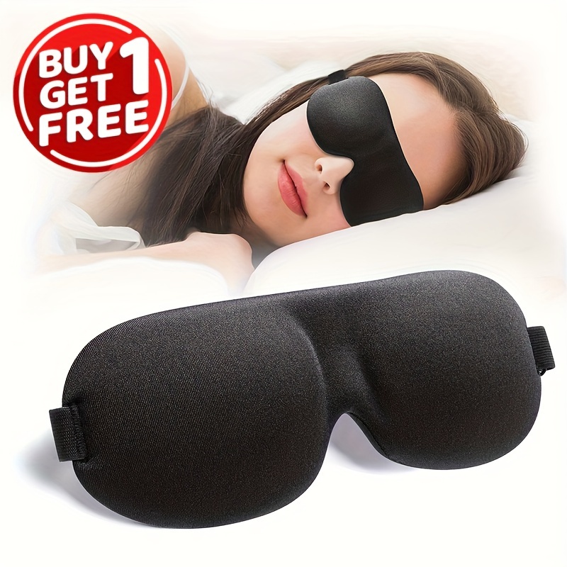 

[buy 1 Get 1 Free], 3d Stereoscopic Sleep Eye Mask, Sleep Magic Memory Sponge Black Shading Breathable Eye Patch, Travel Essentials