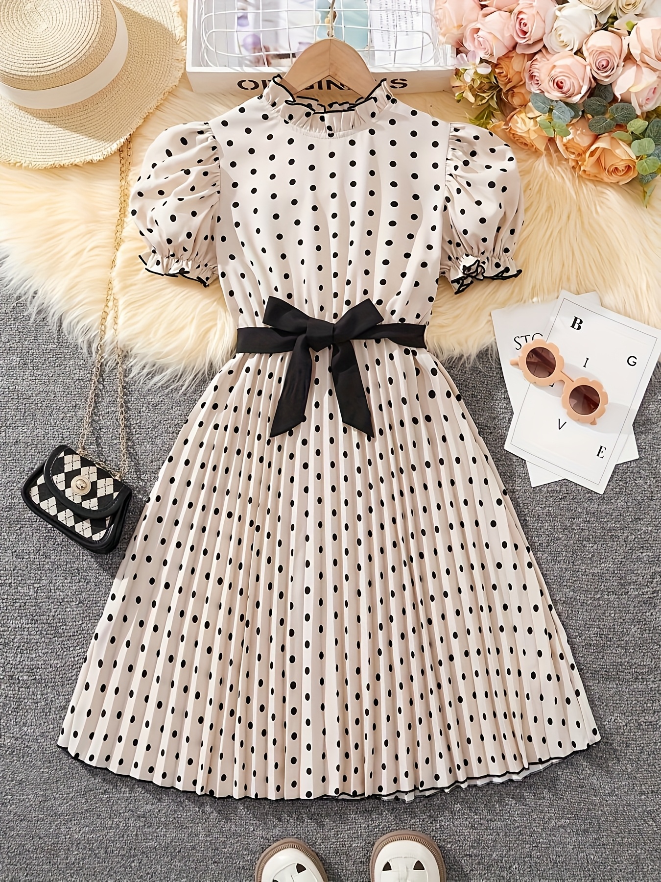 stylish girls' dress polka dot peter pan collar dress trendy and chic large  size dress for older girls summer purple dress back to | Shop On Temu And  Start Saving | Temu