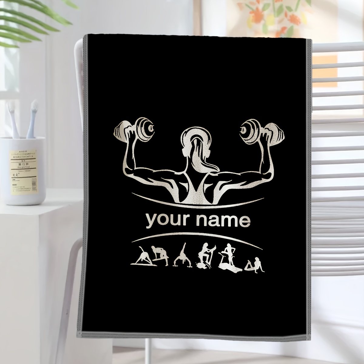 TEMU 1pc Custom Towel, Customizable With Your Own Image, Text, And Name, Gym Towel, Size 40x60cm - Suitable For Gym, Fitness, Running, Outdoor