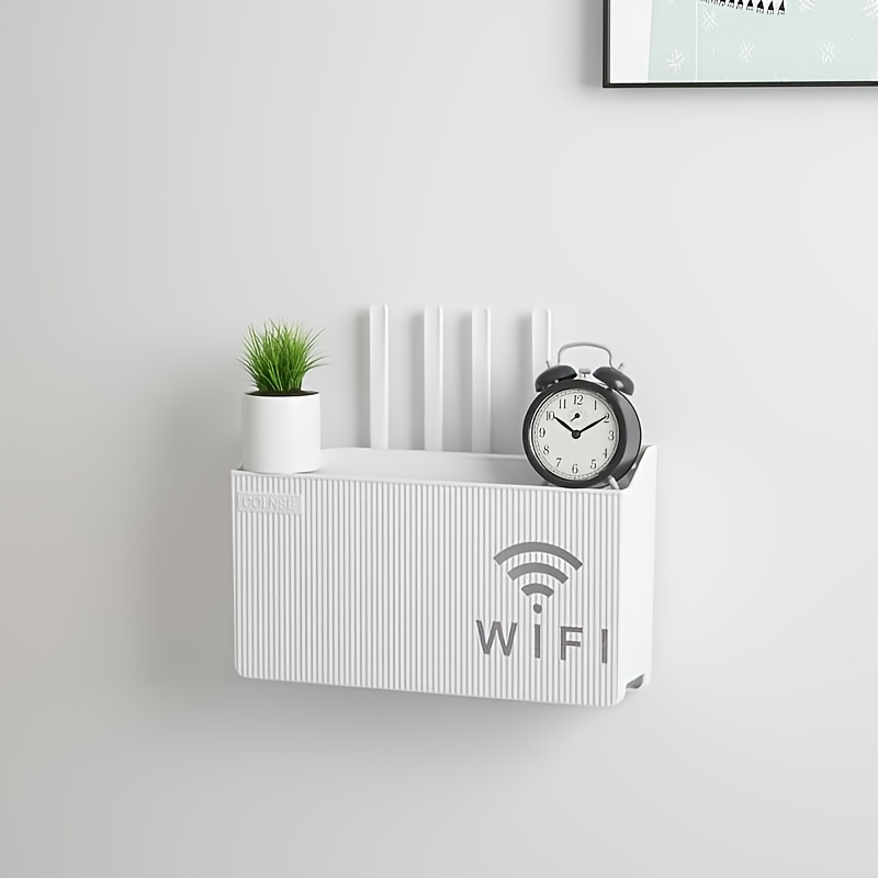 Wireless Router Storage Shelf, Wall-mountable Plastic Organizer Box – For Home Decor, Room Office Use, Multi-functional Wifi Router Holder & Tool Rack, Utility Racks