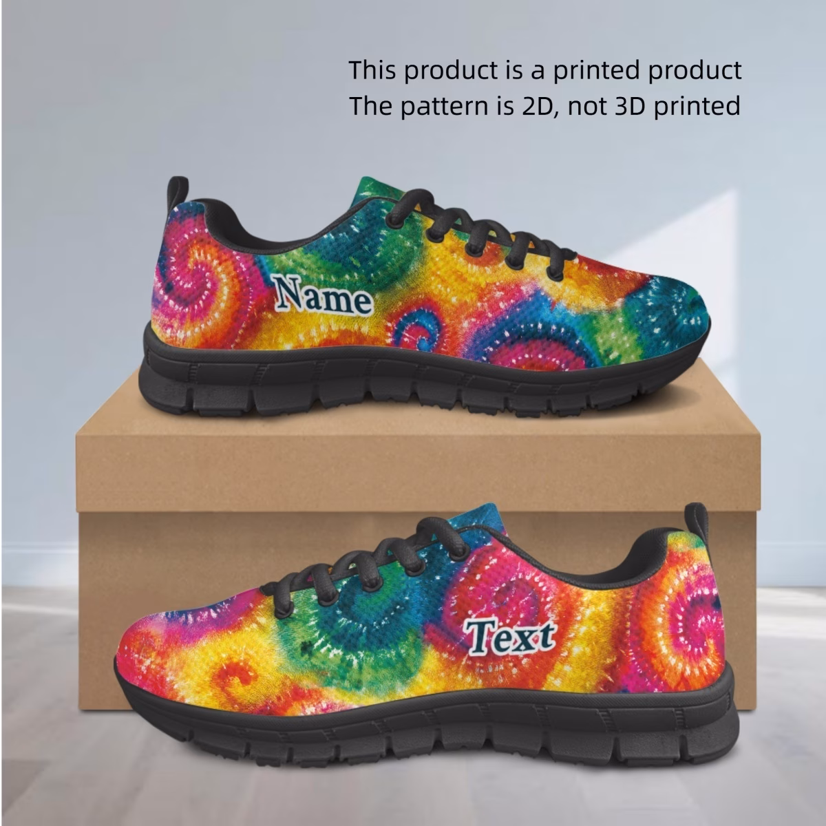 Tie-dye Style 2D Printed Casual Shoes, Mesh Uppers, Spring, Summer...