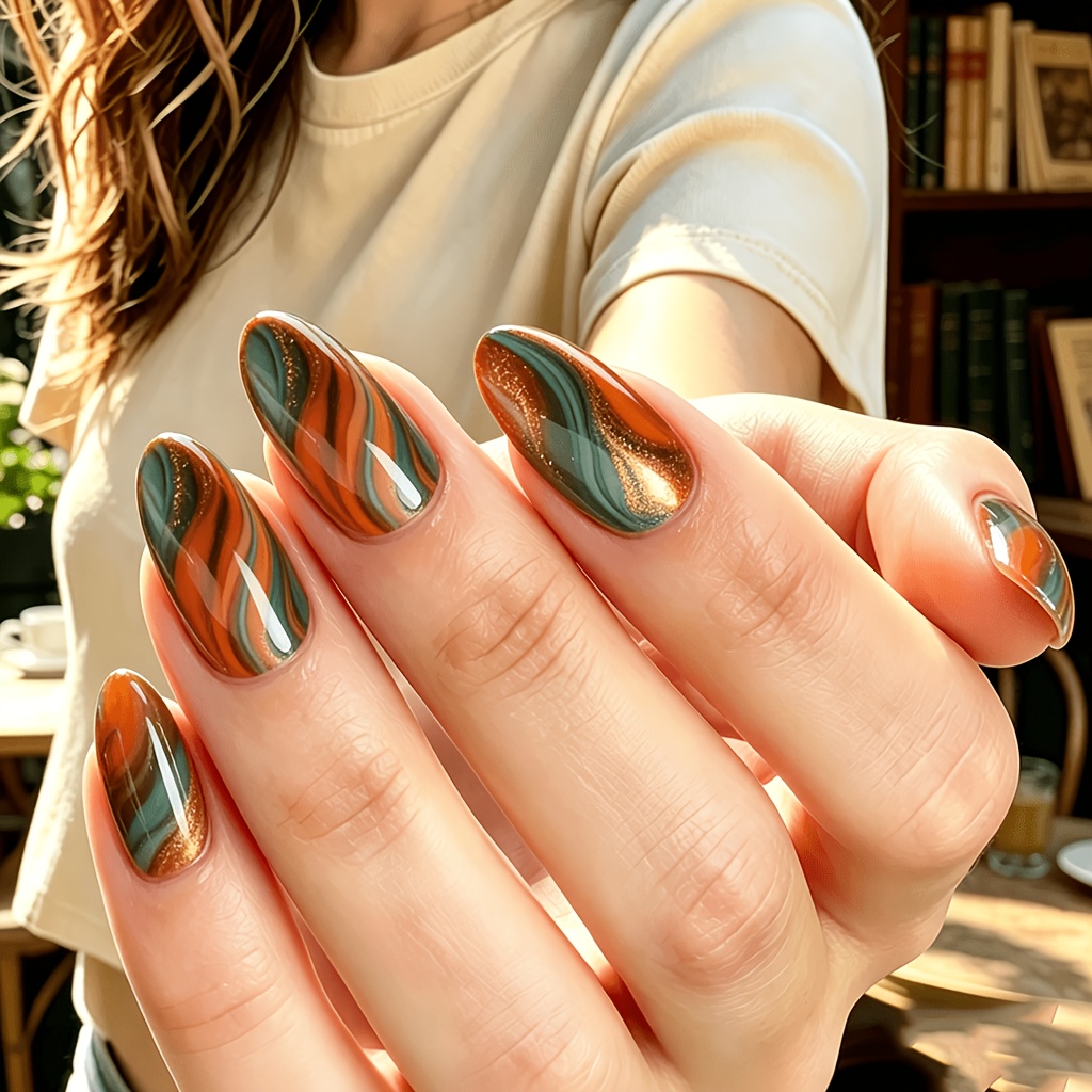 TEMU Color, Gradient Smudge, Glossy End, Medium-long Length, Almond Shape, 24pcs, False Nails, Press-on Nail Tips, Y2k Style Nails, Gothic Manicure,